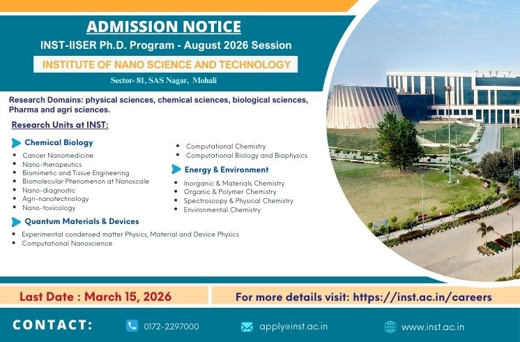 Latest update: Advertisement For Admission To The INST-IISER Ph.D. Program - August 2026 Session