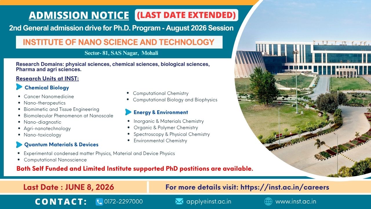Latest update: 2nd general admission drive for Ph.D. admission August 2026 (Deadline Extended to June 8, 2026)